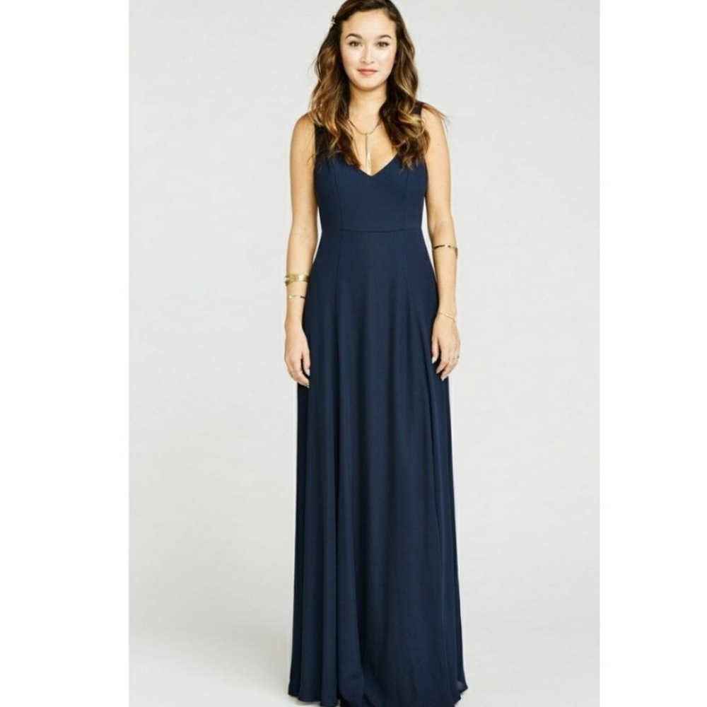 Show Me Your Mumu Dress Navy Blue Jenn Maxi Large